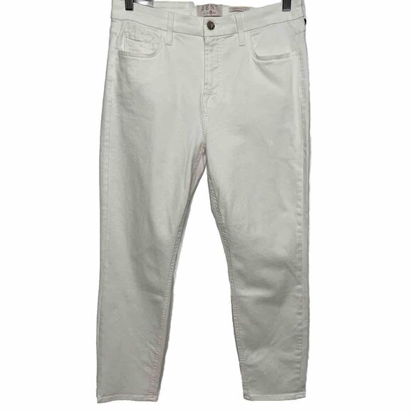 Jen7 Seven For All Mankind Jeans Cropped Skinny Ivory White Denim Stretch 8 NWT - Picture 3 of 13